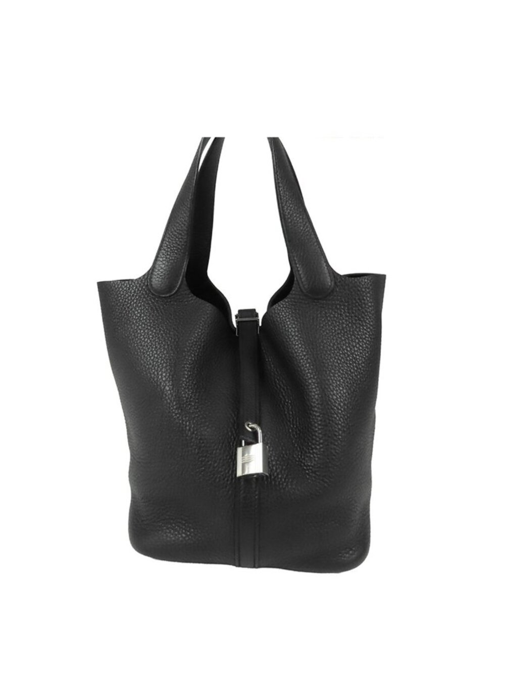 Hermes Picotin Lock MM Black Silver Taurillon Handbag